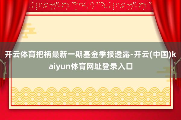 开云体育把柄最新一期基金季报透露-开云(中国)kaiyun体育网址登录入口